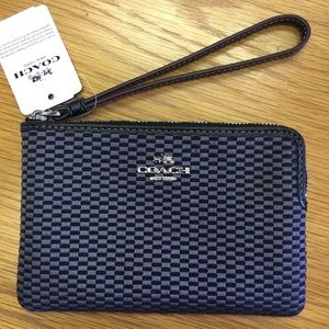 Coach Legacy Jacquard Corner Zip Wristlet